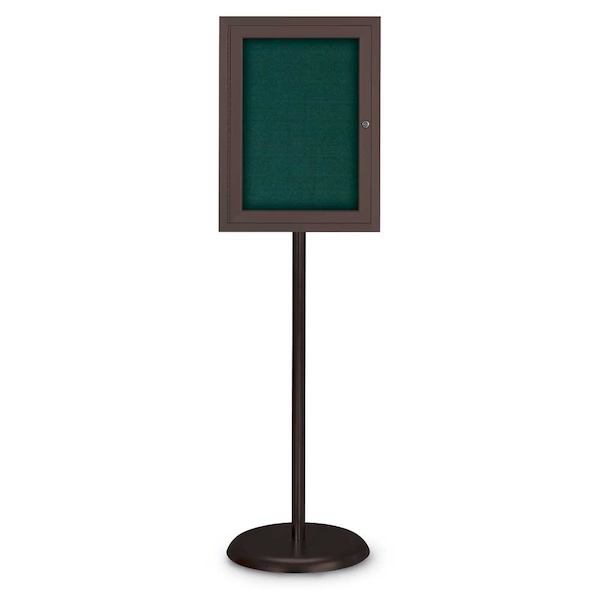 Corkboard, Double Door, Radius Frame, 42x32", Bronze/Natural Tan Cork